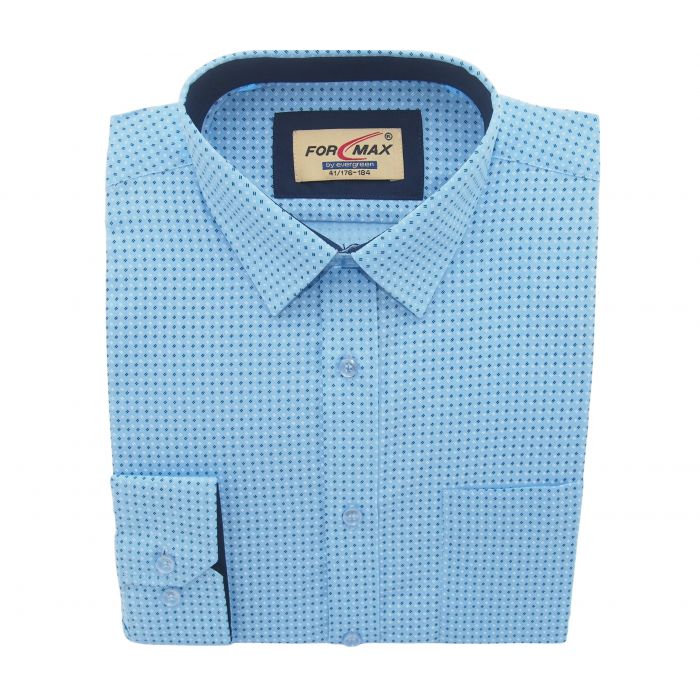 KOSZULA MĘSKA NIEBIESKA WE WZORKI 41 176-184 FW118
