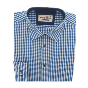 KOSZULA MĘSKA W NIEBIESKO BIAŁĄ KRATKĘ 41 180-188 FW124