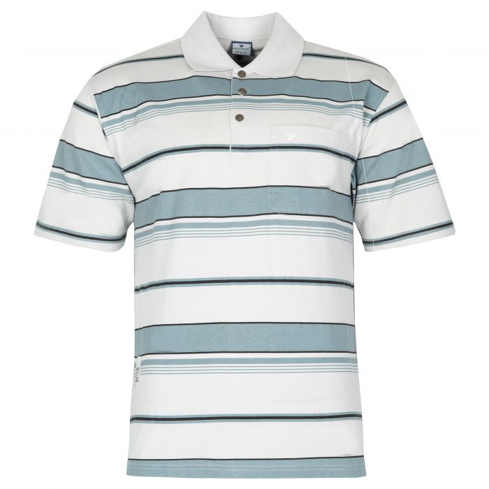 POLO MĘSKIE BEŻ JASNY W PASKI BAWEŁNA 3XL L189