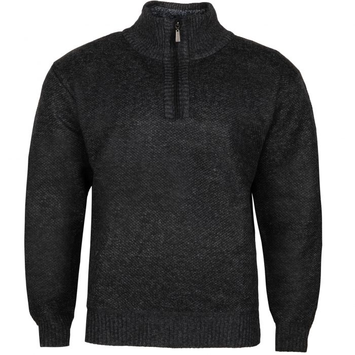 DUŻY SWETER MĘSKI CIEPŁY NA POLARZE GRAFITOWY PÓŁ SUWAK 3XL SW723