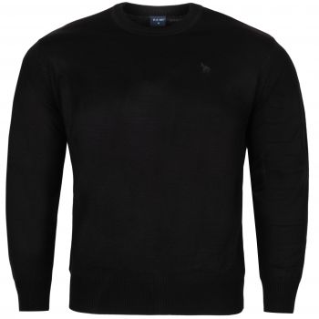 DUŻY SWETER MĘSKI POD SZYJĘ CZARNY GŁADKI 3XL SW715