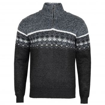 SWETER MĘSKI CIEPŁY NA POLARZE STALOWY CZARNY WE WZORY 3XL SW736