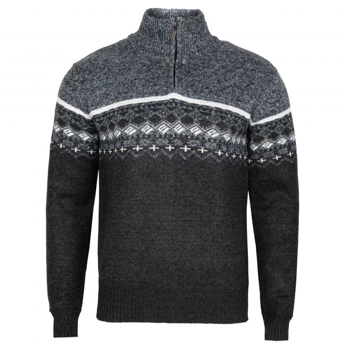SWETER MĘSKI CIEPŁY NA POLARZE STALOWY CZARNY WE WZORY 3XL SW736