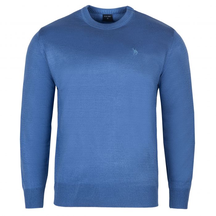 SWETER MĘSKI POD SZYJĘ NIEBIESKI GŁADKI ROZ.M SW783