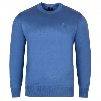 SWETER MĘSKI POD SZYJĘ NIEBIESKI GŁADKI ROZ.L SW783