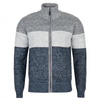 SWETER MĘSKI CIEPŁY NA POLARZE JEANSOWY NA SUWAK KIESZENIE PASY 3XL SW800