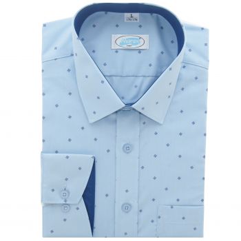 KOSZULA MĘSKA NIEBIESKA WE WZORY SLIM XL 43/44 176-182 MX358