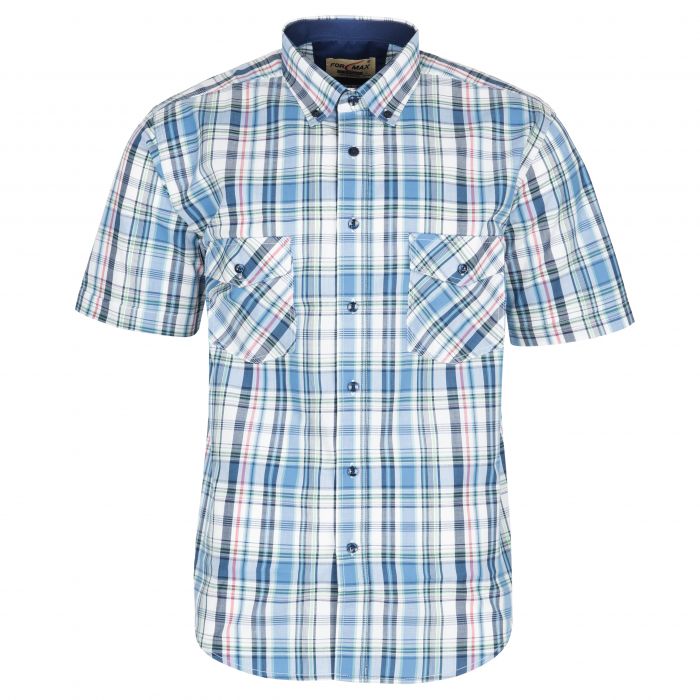 KOSZULA MĘSKA W KRATKĘ 100% BAWEŁNY DWIE KIESZENIE XL 42/43 FS175KR