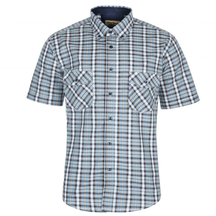 KOSZULA MĘSKA W KRATKĘ 100% BAWEŁNY DWIE KIESZENIE XXL 43/44 FS178KR