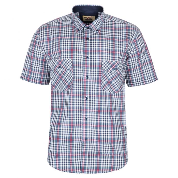 KOSZULA MĘSKA W KRATKĘ 100% BAWEŁNY DWIE KIESZENIE XL 42/43 FS179KR