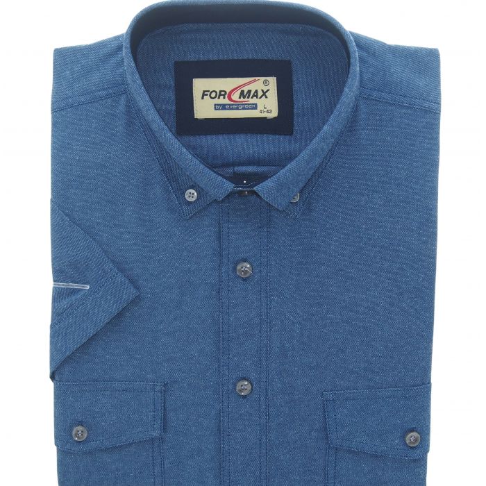DUŻA JEANSOWA KOSZULA MĘSKA A'LA JEANS DWIE KIESZENIE KR. RĘKAW 6XL 50/51