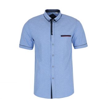 KOSZULA MĘSKA A'LA JEANS NIEBIESKA W GROSZKI 46/47 176-184 KW36KR
