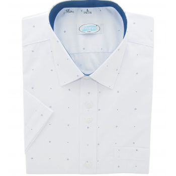 KOSZULA MĘSKA BIAŁA WE WZORKI SLIM ROZ.L 41/42 170-176 MX231KR