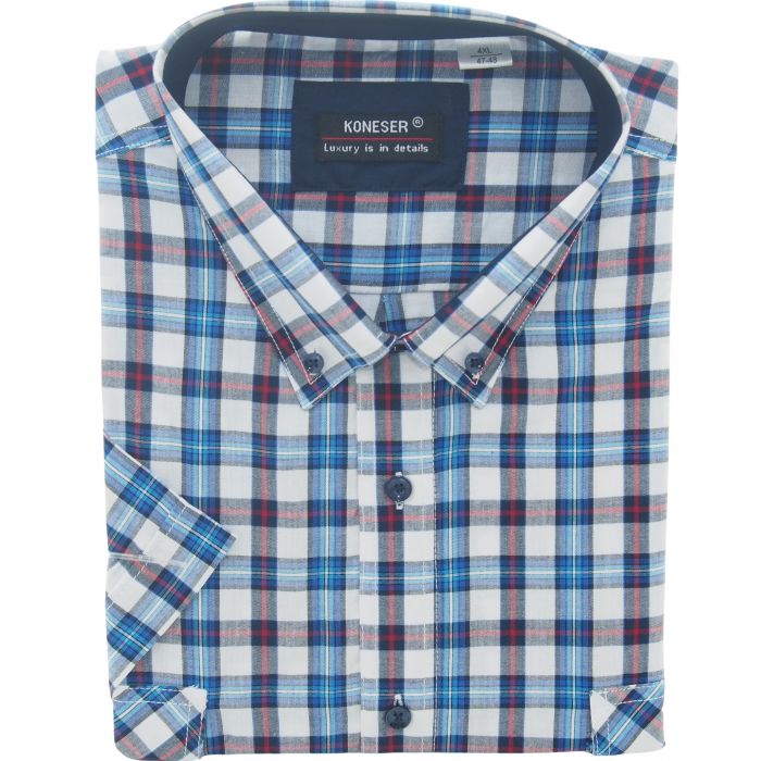 DUŻA KOSZULA MĘSKA W KRATKĘ 100% BAWEŁNY DWIE KIESZENIE 4XL 47/48 KS31KR