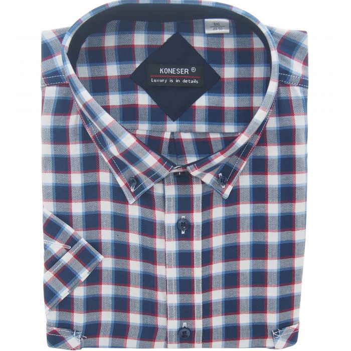 DUŻA KOSZULA MĘSKA W KRATKĘ 100% BAWEŁNY DWIE KIESZENIE 4XL 47/48 KS26KR