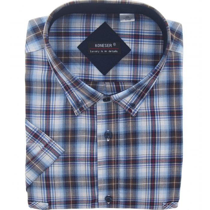 DUŻA KOSZULA MĘSKA W KRATKĘ 100% BAWEŁNY DWIE KIESZENIE 4XL 47/48 KS37KR