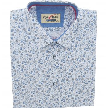 KOSZULA MĘSKA BIAŁA W NIEBIESKIE WZORKI 100% BAWEŁNY 42 170-178 FW26KR