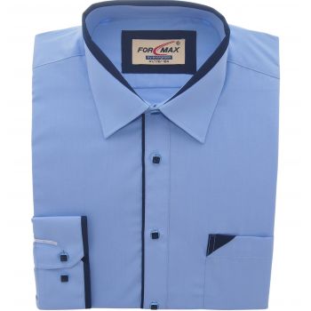 KOSZULA MĘSKA NIEBIESKA CIEMNIEJSZA GRANATOWE DODATKI 44 176-184 FW146