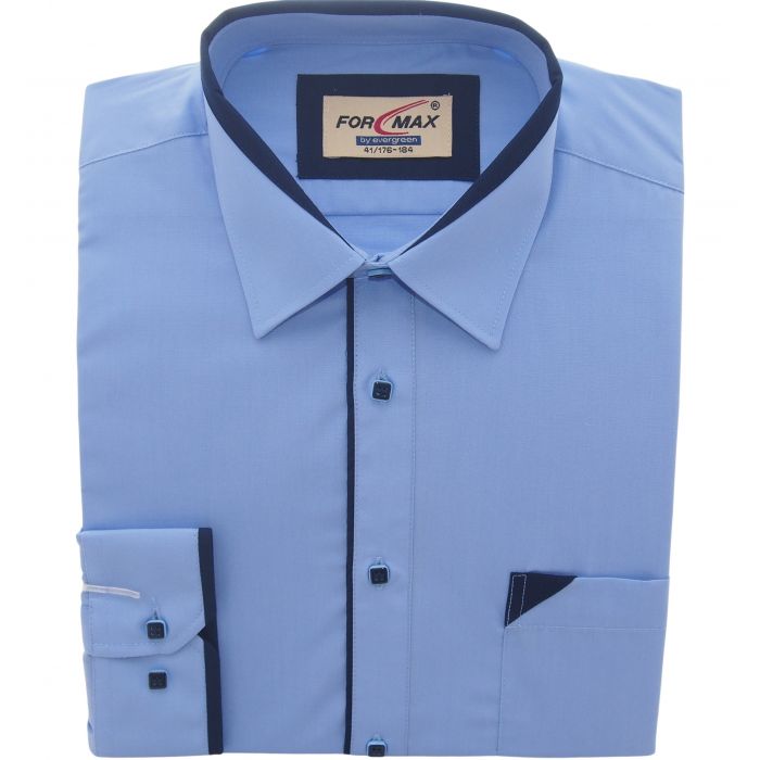KOSZULA MĘSKA NIEBIESKA CIEMNIEJSZA GRANATOWE DODATKI 44 176-184 FW146