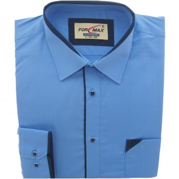 KOSZULA MĘSKA NIEBIESKA CIEMNA Z GRANATOWYMI DODATKAMI 40 176-184 FW85