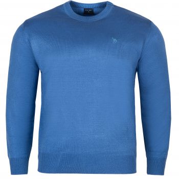 DUŻY SWETER MĘSKI POD SZYJĘ NIEBIESKI GŁADKI 4XL SW783
