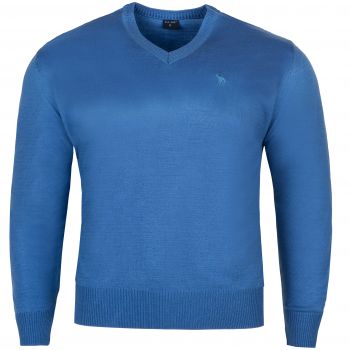 DUŻY SWETER MĘSKI W SEREK NIEBIESKI GŁADKI 6XL SW780