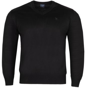 DUŻY SWETER MĘSKI W SEREK CZARNY GŁADKI 5XL SW714