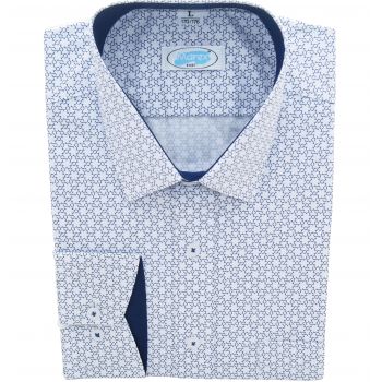 KOSZULA MĘSKA BIAŁA WE WZORKI SLIM XL 43/44 170-176 MX389