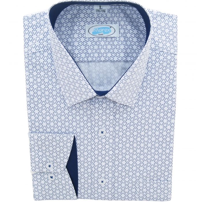 KOSZULA MĘSKA BIAŁA WE WZORKI SLIM XL 43/44 170-176 MX389