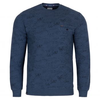 SWETER MĘSKI BAWEŁNIANY JEANSOWY POD SZYJĘ Z KIESZENIĄ XXL SW815