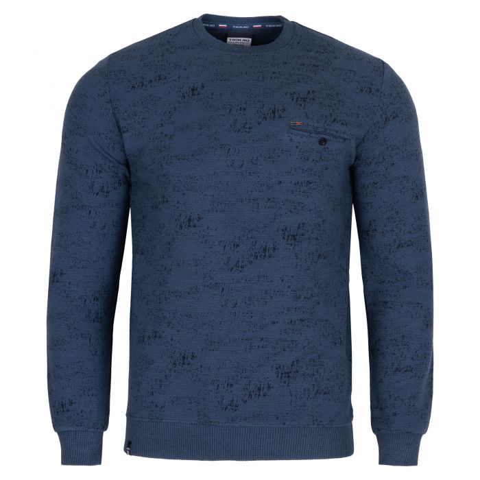 SWETER MĘSKI BAWEŁNIANY JEANSOWY POD SZYJĘ Z KIESZENIĄ XXL SW815