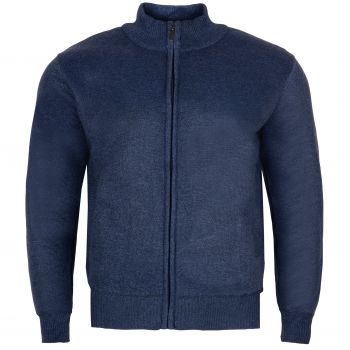 DUŻY SWETER MĘSKI OCIEPLANY NA POLARZE NIEBIESKI SUWAK KIESZENIE 4XL SW789