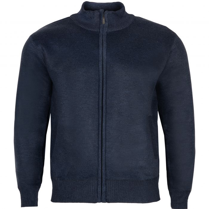 DUŻY SWETER MĘSKI OCIEPLANY NA POLARZE GRANATOWY SUWAK KIESZENIE 4XL SW792