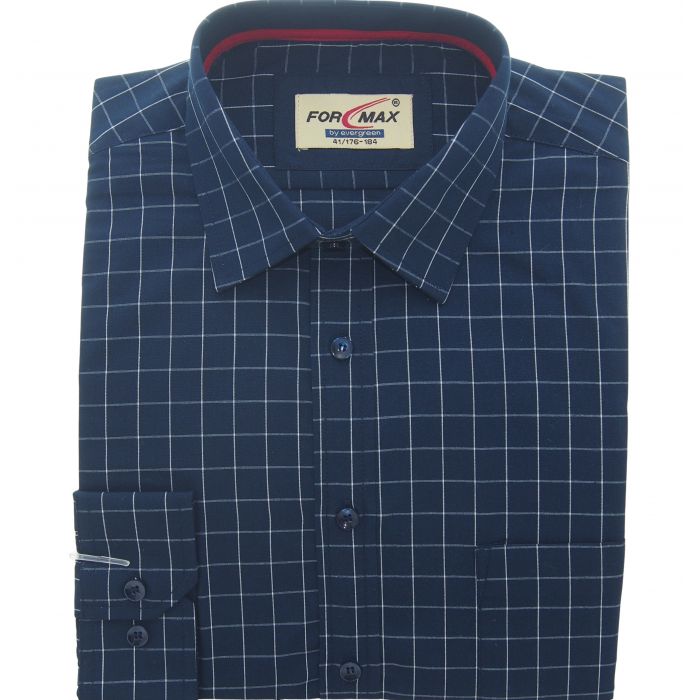 KOSZULA MĘSKA GRANATOWA W KRATKĘ 41 176-184 FW150
