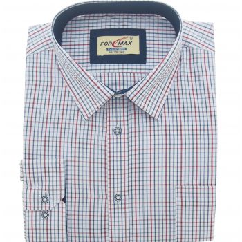 DUŻA KOSZULA MĘSKA BIAŁA W CZERWONĄ KRATKĘ 49 176-182 FW151