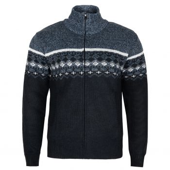 SWETER MĘSKI CIEPŁY NA POLARZE NA SUWAK GRANATOWY WE WZORY XL SW832