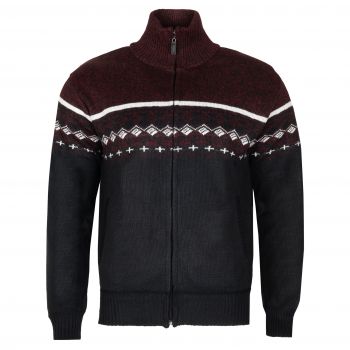 SWETER MĘSKI CIEPŁY NA POLARZE NA SUWAK BORDOWY WE WZORY XXL SW833
