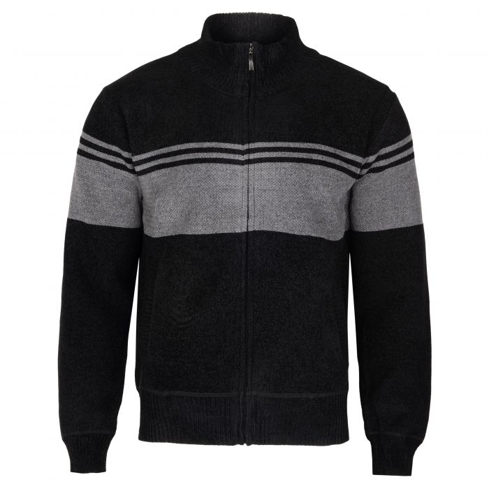 SWETER MĘSKI CIEPŁY NA POLARZE NA SUWAK CZARNY SZARY ROZ.M SW836