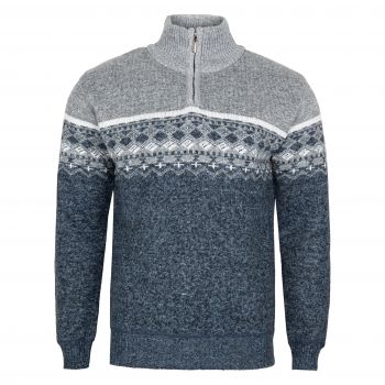 SWETER MĘSKI CIEPŁY NA POLARZE SZARO NIEBIESKI WE WZORY XXL SW733