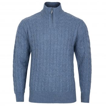 SWETER MĘSKI WEŁNIANY NIEBIESKI ROZSUWANY PÓŁ SUWAK ROZ.M SW851