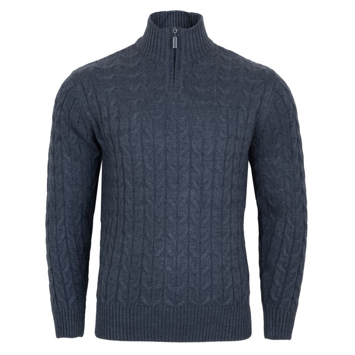 SWETER MĘSKI WEŁNIANY JEANSOWY ROZSUWANY PÓŁ SUWAK ROZ.M SW852