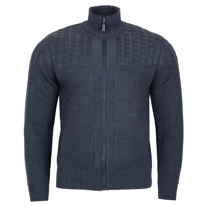 SWETER MĘSKI WEŁNIANY NA SUWAK JEANSOWY ROZSUWANY ROZ.M SW859