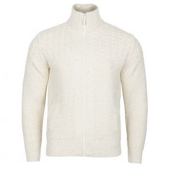 SWETER MĘSKI WEŁNIANY NA SUWAK KREMOWY ROZSUWANY ROZ.M SW861