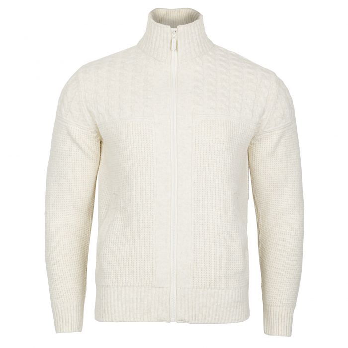 SWETER MĘSKI WEŁNIANY NA SUWAK KREMOWY ROZSUWANY ROZ.M SW861