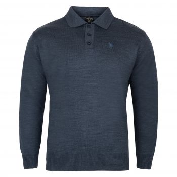 POLO SWETER MĘSKI WEŁNIANY JEANSOWY Z KOŁNIERZYKIEM ROZ.L SW872