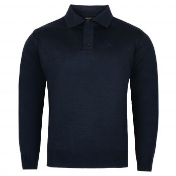 POLO SWETER MĘSKI WEŁNIANY GRANATOWY Z KOŁNIERZYKIEM ROZ.L SW875