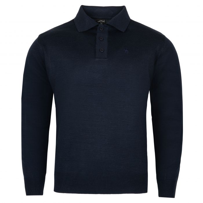 POLO SWETER MĘSKI WEŁNIANY GRANATOWY Z KOŁNIERZYKIEM XXL SW875