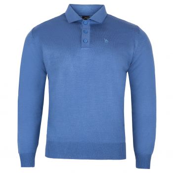 POLO SWETER MĘSKI WEŁNIANY NIEBIESKI Z KOŁNIERZYKIEM 3XL SW876