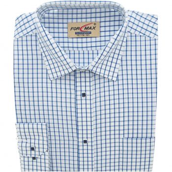KOSZULA MĘSKA BIAŁA W NIEBIESKĄ KRATKĘ 42 176-184 FW153