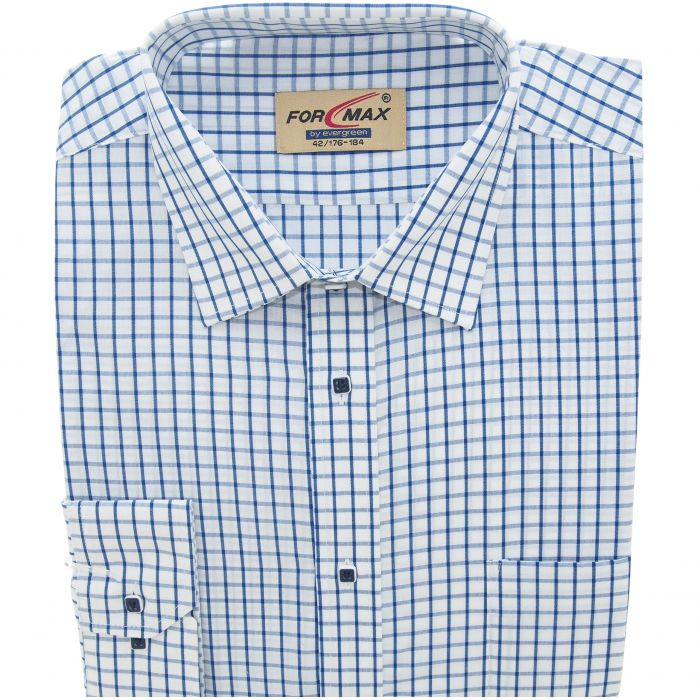 KOSZULA MĘSKA BIAŁA W NIEBIESKĄ KRATKĘ 42 176-184 FW153